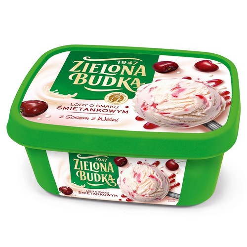 Lody o smaku śmietankowym z sosem z wiśni Zielona Budka 1 l