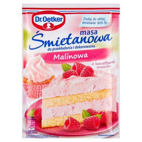 Masa śmietanowa malinowa z kawałkami owoców Dr.Oetker 86 g