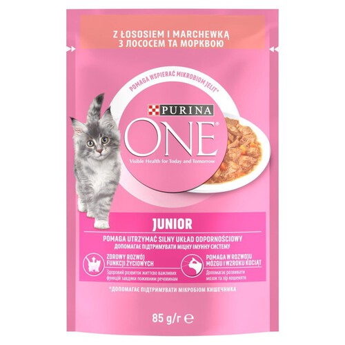 Junior Karma mokra dla kociąt z łososiem i marchewką PURINA ONE 85 g