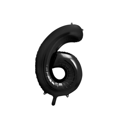 Balon foliowy Cyfra '6' 86cm czarny (1 op. / 1 szt.) PartyDeco 1 sztuka