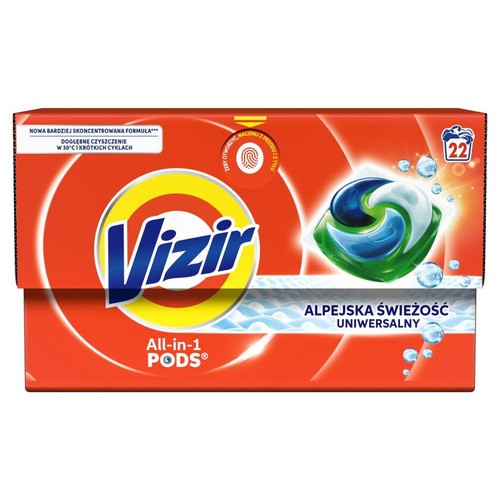 Kapsułki do prania uniwersalne All-in-1 Pods Alpejska świeżość Vizir 22 kapsułki