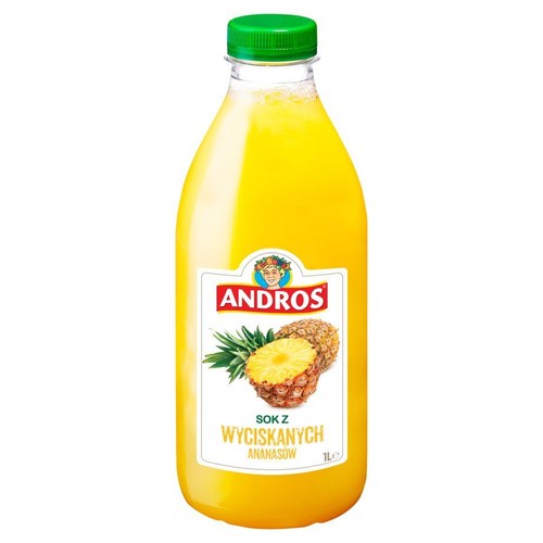 Sok tłoczony z ananasów 100% Andros 1 l