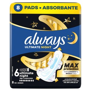 Podpaski ze skrzydełkami Ultimate Night max Always 8 sztuk