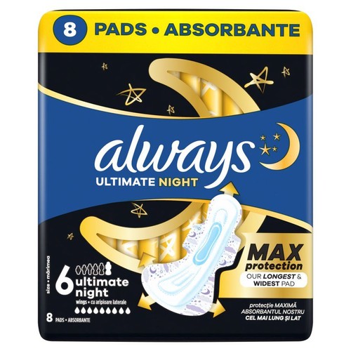 Podpaski ze skrzydełkami Ultimate Night max Always 8 sztuk