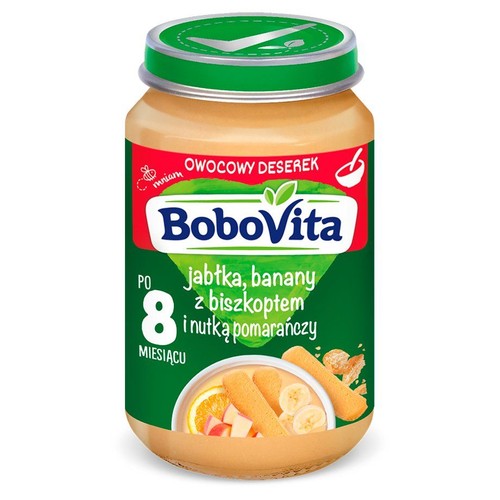 Jabłka, banany z biszkoptem i nutą pomarańczy po 8. miesiącu BoboVita 190 g