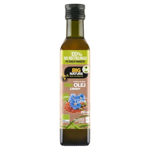 BIO Olej lniany tłoczony na zimno Big Nature 250 ml