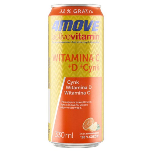 Active Vitamin gazowany napój o smaku pomarańczowym  4Move 330 ml