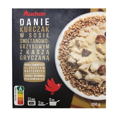 Kurczak w sosie śmietanowo-grzybowym z kaszą Auchan 350 g