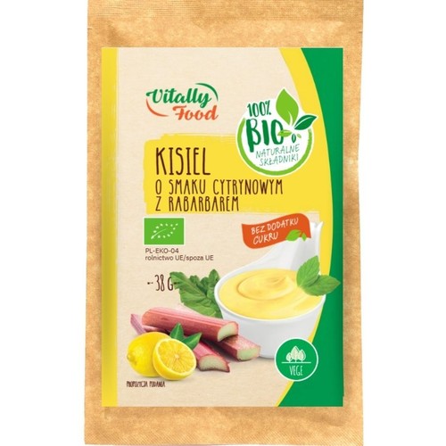 BIO Kisiel o smaku cytrynowym z rabarbarem   Vitally Food 38 g