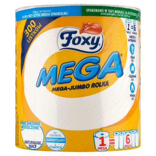 Ręcznik kuchenny 300 listków Mega Jumbo  Foxy 1 rolka