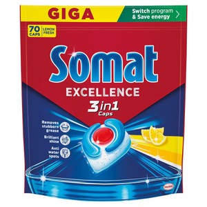 Kapsułki do zmywarki Excellence 3IN1 LEMON   Somat 70 kapsułek