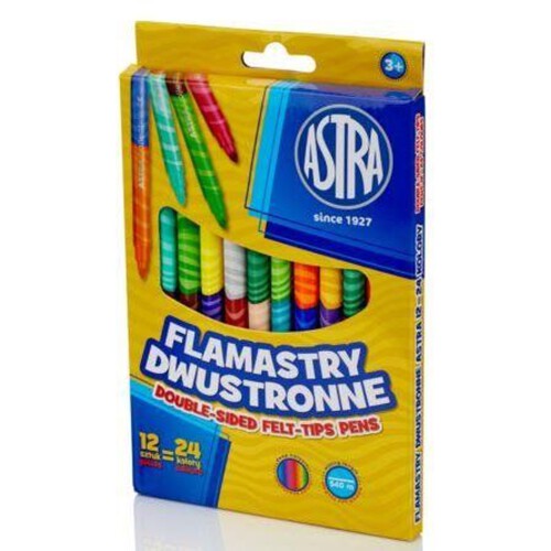 Flamastry dwustronne 12 szt 24 kolory Astra 12 sztuk