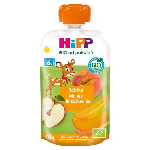 BIO Mus owocowy 100% jabłko mango brzoskwinia HiPP 100 g