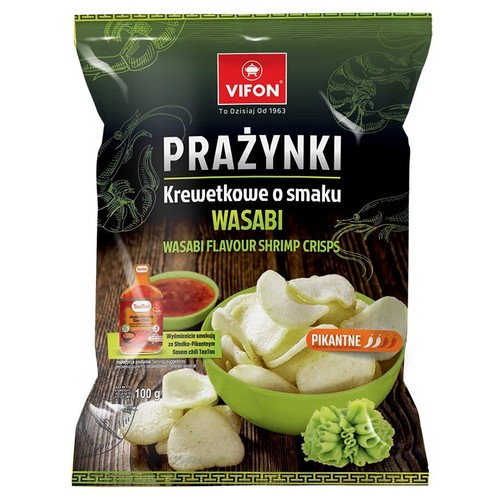 Prażynki krewetkowe o smaku wasabi pikantne Vifon 100 g