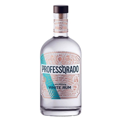 Butelka białego rumu Professqrado Caribbean White Rum, 700 ml. Na etykiecie napis "Seleccion del Maestro".