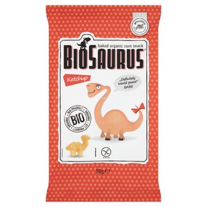 Ekologiczne pieczone chrupki kukurydziane o smaku ketchupowym BioSaurus 50 g