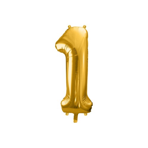 Balon foliowy Cyfra '1' 86cm złoty (1 op. / 1 szt.) PartyDeco 1 sztuka