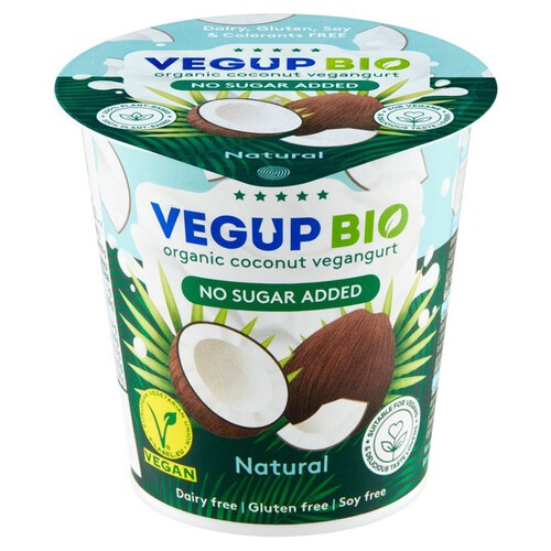 Wegański jogurt kokosowy naturalny bezglutenowy VEGUP BIO 140 g