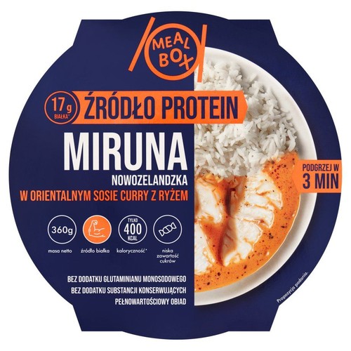 Miruna nowozelandzka w sosie curry z ryżem Meal Box 360 g