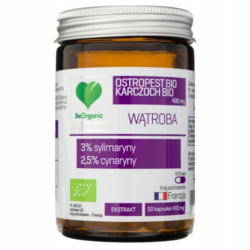 BIO Ostropest 3% i karczoch 2.5 % Be Organic 50 kapsułek