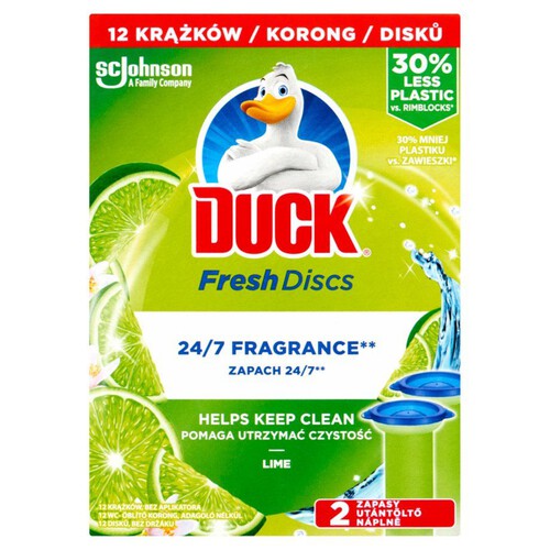 Żelowe krążki do WC o zapachu limonkowym zapas Duck 2 sztuki