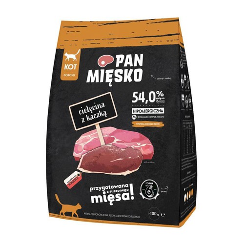 Karma sucha dla kota cielęcina z kaczką Pan Mięsko 400 g