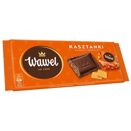 Czekolada nadziewana Kasztanki kakaowe z wafelkami Wawel 90 g