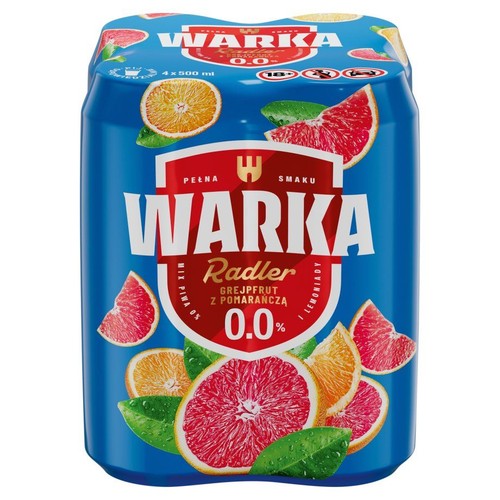 Bezalkoholowy napój piwny owocowy o smaku grejpfruta i pomarańczy alk. 0,0% obj. Warka 4 x 500 ml