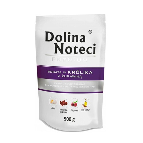 Karma mokra dla psów bogata w królika z żurawiną  Dolina Noteci 500 g