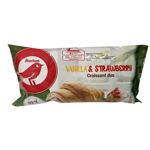 Croissant z nadzieniem o smaku waniliowym i truskawkowym Auchan 85 g