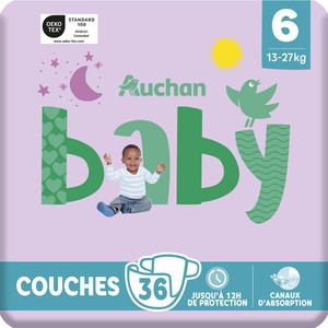 Pieluszki dla dzieci 6  13-27 kg Auchan 36 sztuk