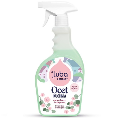 Butelka Luba Comfort Ocet Kuchnia z atomizerem. Środek do czyszczenia kuchni o zapachu wiśni i eukaliptusa.