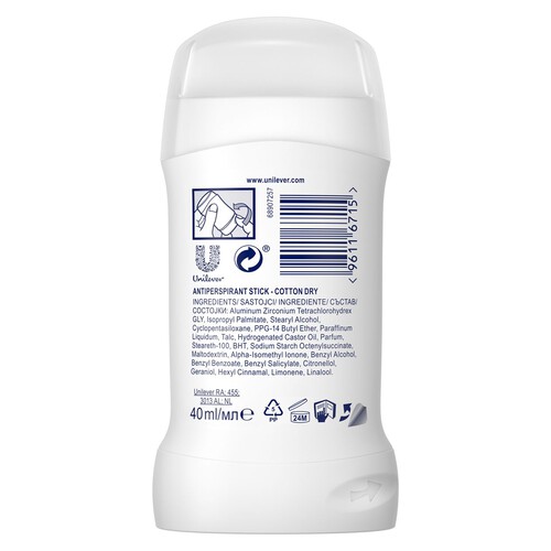 Rexona Cotton Dry antyperspirant  w sztyfcie Rexona 40 ml