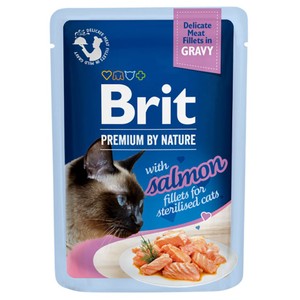 Karma mokra dla kotów po sterylizacji z filetami z łososia w sosie Brit 85 g
