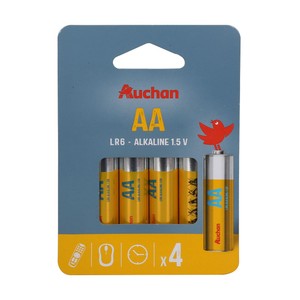 Baterie alkaiczne LR06 Auchan 4 sztuki