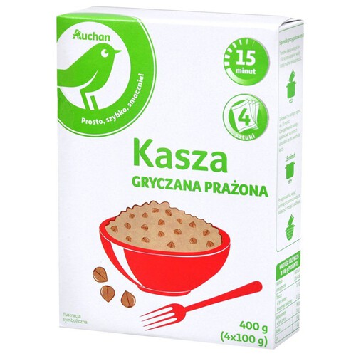 Kasza gryczana prażona Auchan 4 x 100 g