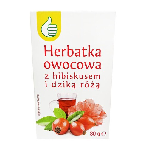 Herbatka owocowa z hibiskuksa i dzikiej róży Auchan 80 g