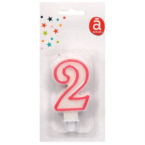 Świeczka urodzinowa "2" 7,5 cm Różowa Actuel 1 sztuka