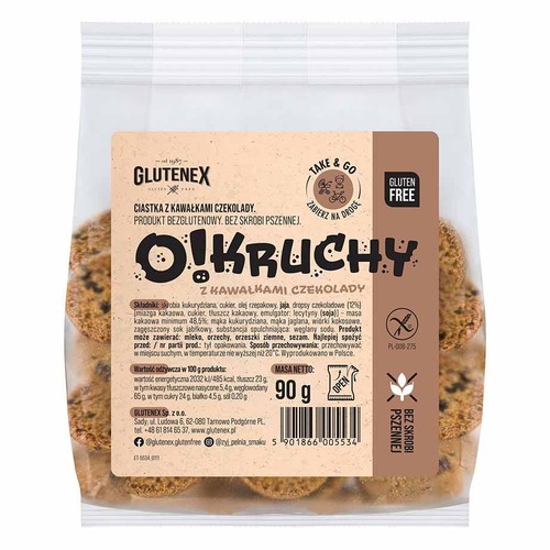 O!KRUCHY Ciastka z kawałkami czekolady Glutenex 90 g