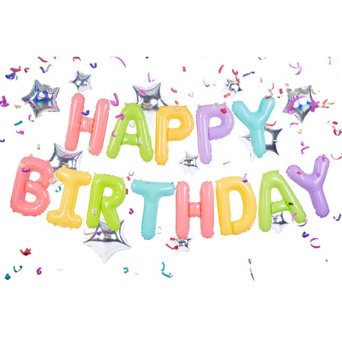 Balon foliowy Happy Birthday 39,5 x 35cm (1 op. / 1 szt.) PartyDeco 1 sztuka