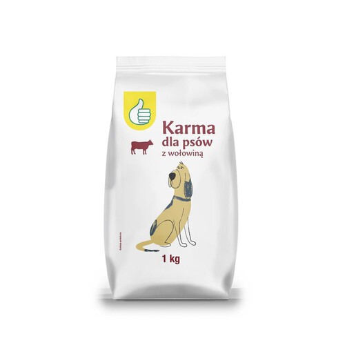 Karma sucha dla psów z wołowiną Auchan 1 kg