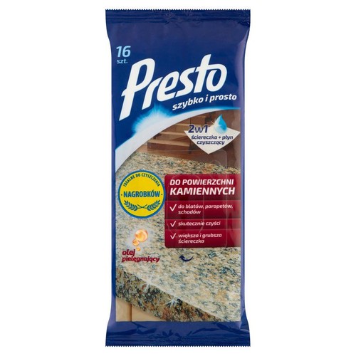 Chusteczki do powierzchni kamiennych Presto 16 sztuk