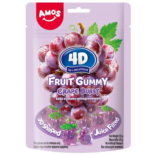 Żelki 4D Fruit Gummy Grape Brust   Amos 65 g