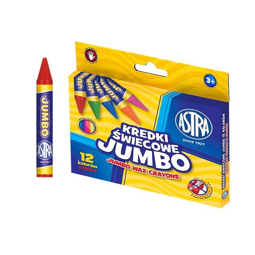 Kredki świecowe Jumbo okrągłe 12 kolorów 9/100mm ASTRA 12 sztuk
