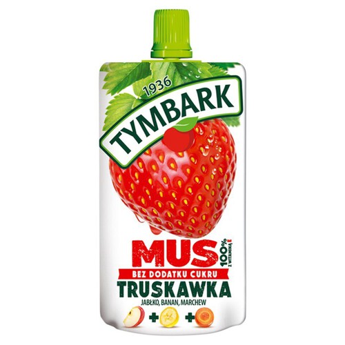 Mus owocowy 100% truskawka-jabłko-banan-marchew Tymbark 120 ml