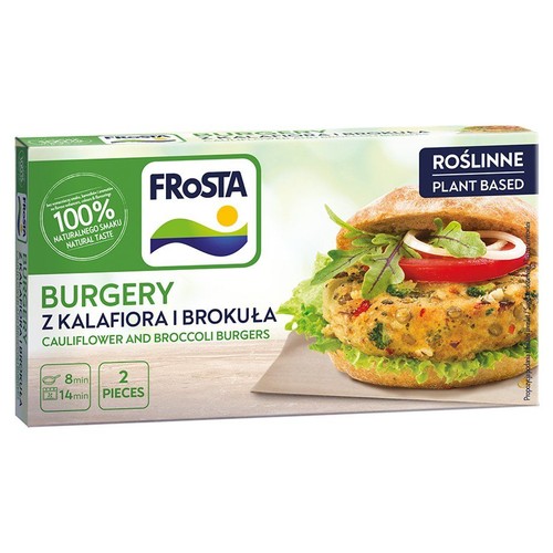 Frosta Burgery z kalafiora i brokuła. Roślinne, 2 sztuki. 100% naturalnego smaku.