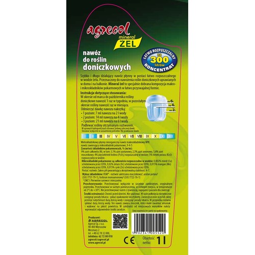 Nawóz do roślin doniczkowych żel mineralny Agrecol 250 ml