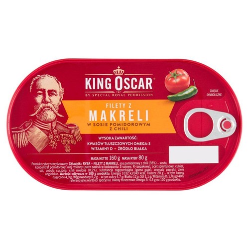 Filety z makreli w sosie pomidorowym z chili King Oscar 160 g