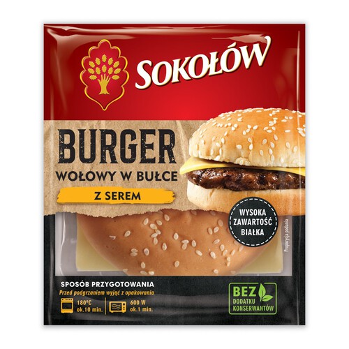 Burger wołowy w bułce z serem Sokołów 155 g