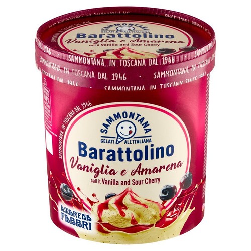 Lody Barattolino waniliowe z nadzieniem z czarnej wiśni  Sammontana 800ml